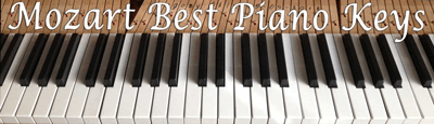 Closeup of Mozart Best Piano keyboard
